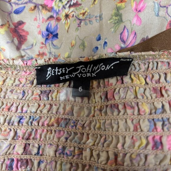 VTG Betsey Johnson Womens Silk Foral Dress Size 6 Halter Shirred Fairy Y2K 90s - Picture 7 of 9
